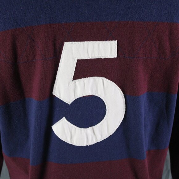 Vintage Polo Rugby Jersey - Blue and Maroon Striped - Men's Medium - Picture 8 of 11